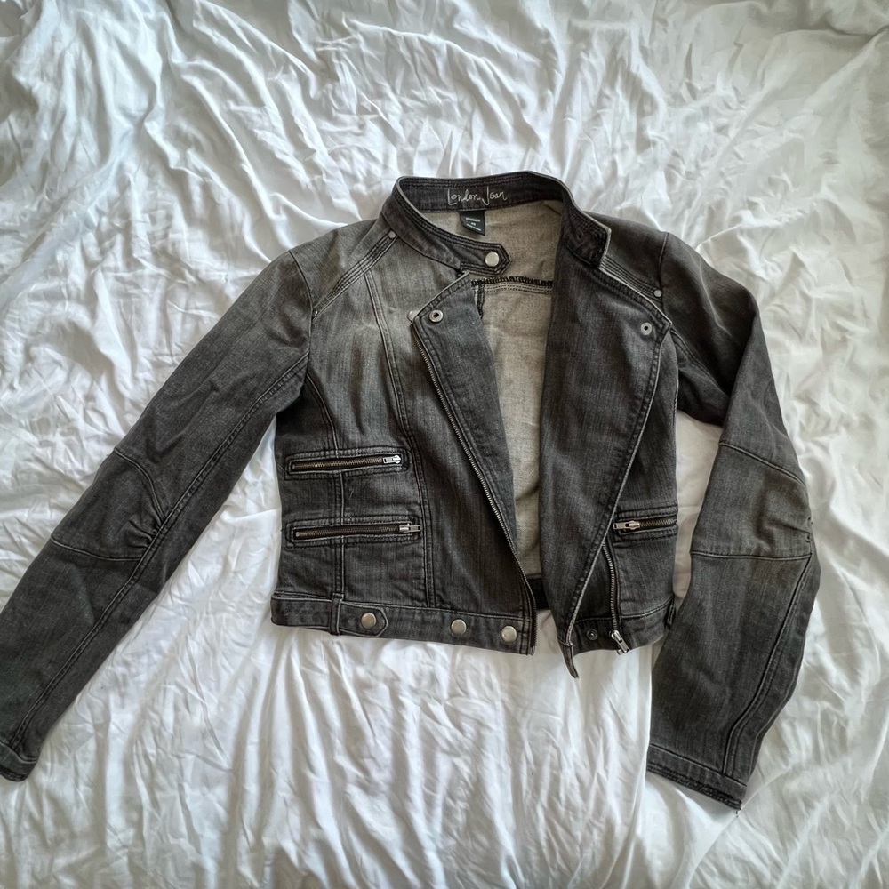COPY - Victoria’s Secret ‘London Jean’ Black Grey Denim Motorcycle Jacket